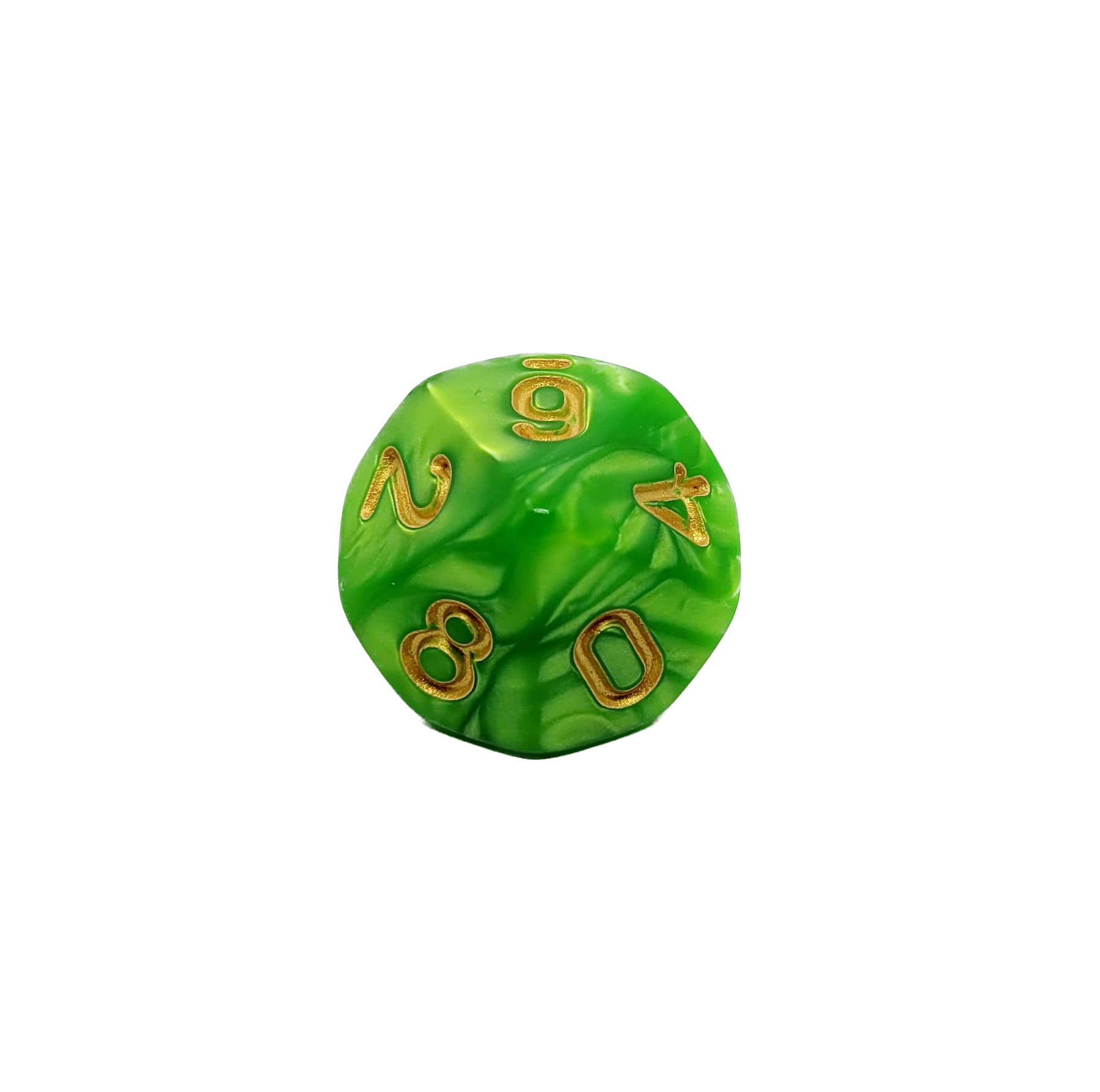 dice4friends-einzelw-rfel-d10-gr-n-gold-0-9-pearl image 1