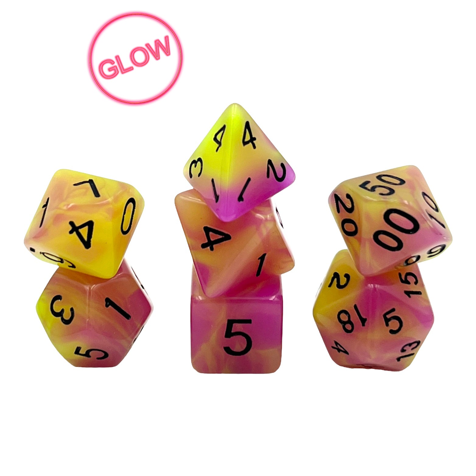 dice4friends-rpg-w-rfelset-glow-passion-leucht-7-teilig image 1