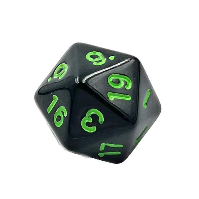 dice4friends-einzelw-rfel-d20-schwarz-gr-n-w20-acryl image 1
