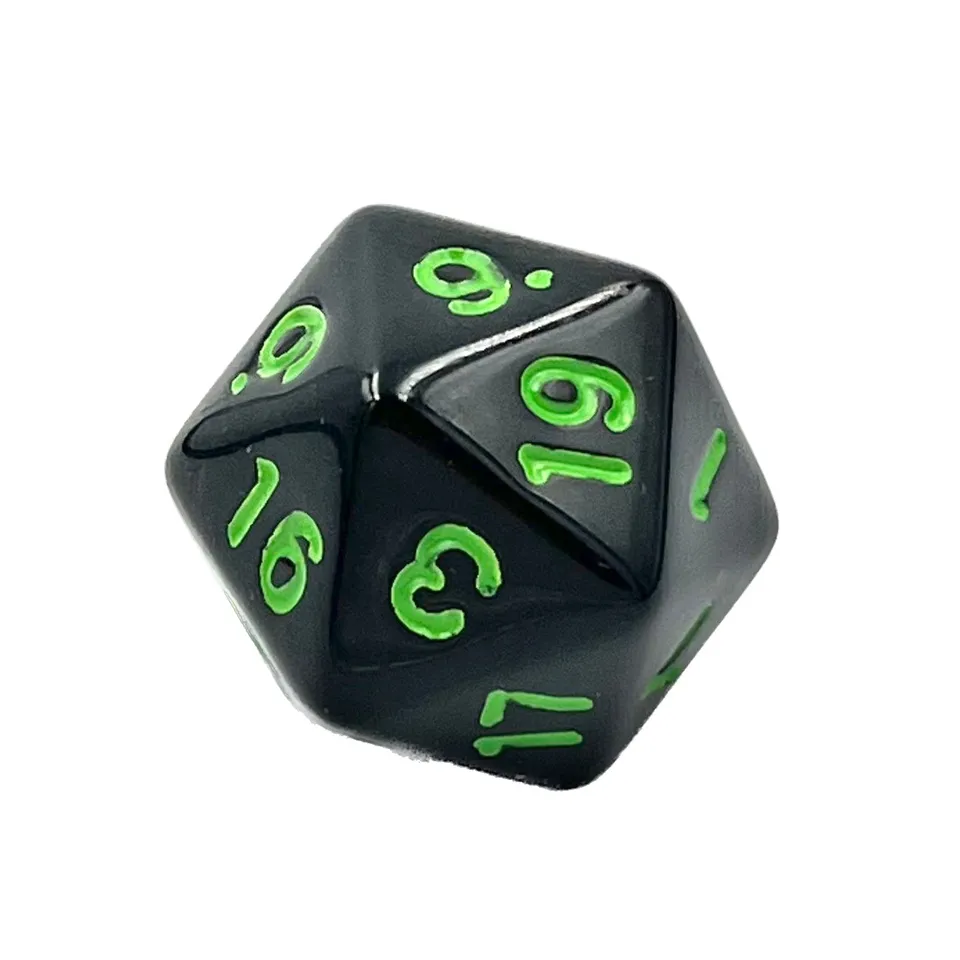 dice4friends-einzelw-rfel-d20-schwarz-gr-n-w20-acryl image 1