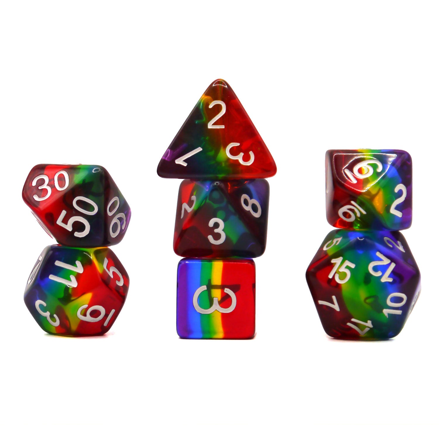 dice4friends-7-teiliges-rpg-w-rfelset-transparent-rainbow-w-rfel-7er image 1
