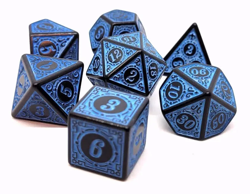 dice4friends-magic-flame-blue-7-teiliges-w-rfelset-blau-schwarz image 1
