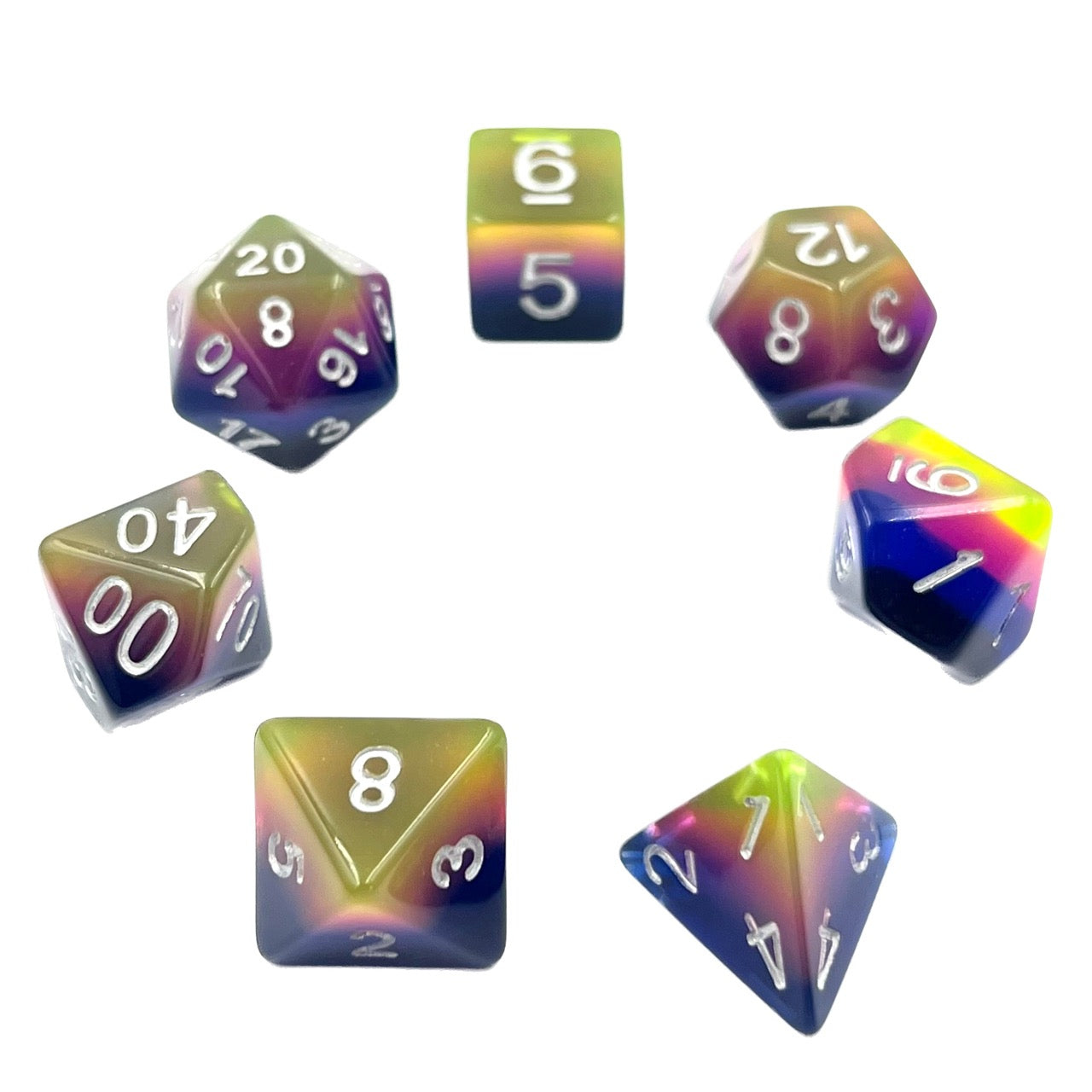 dice4friends-7-teiliges-rpg-w-rfelset-mehrfarbig-neon-sunrise image 2