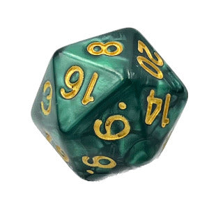 dice4friends-einzelw-rfel-d20-pearl-dark-forest-gr-n-gold image 1