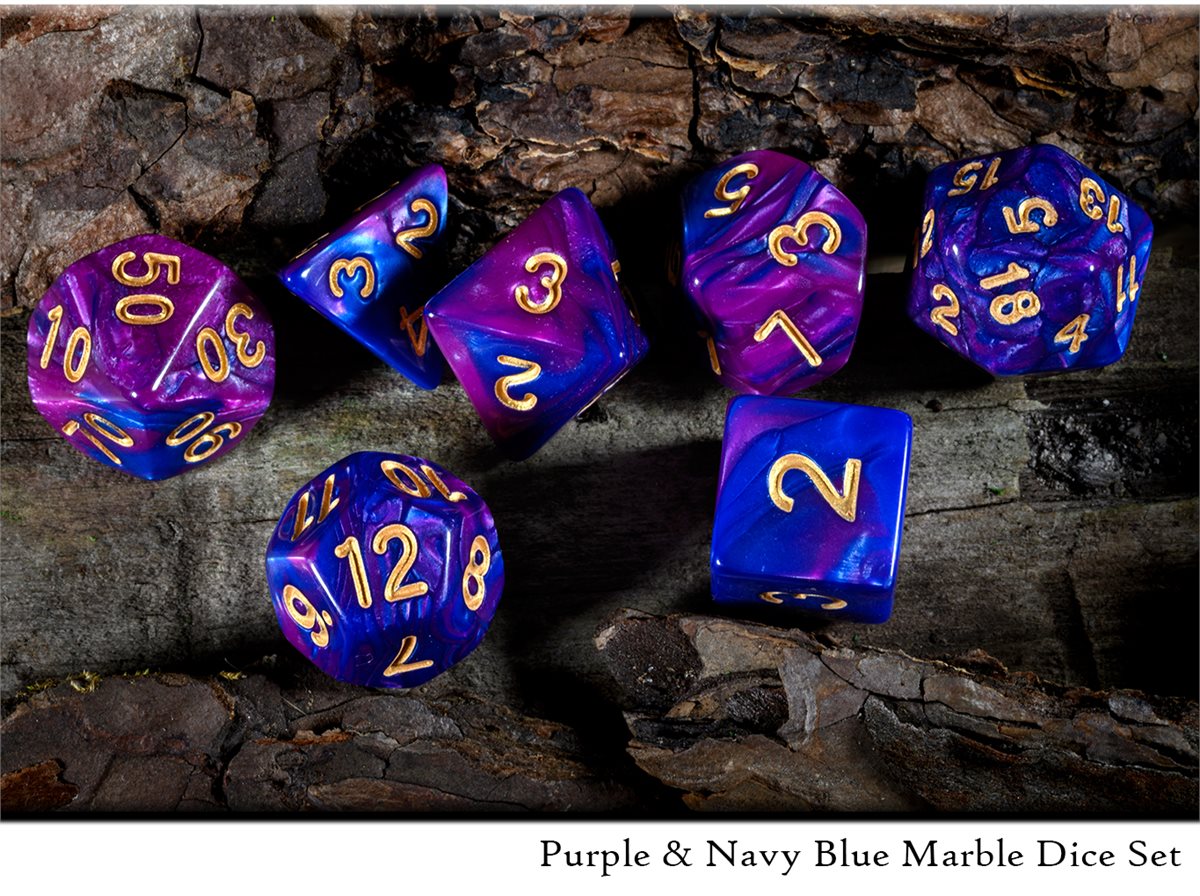 drawlab-rpg-dice-sets-purple-navy-blue-w-rfelset-marmor image 1