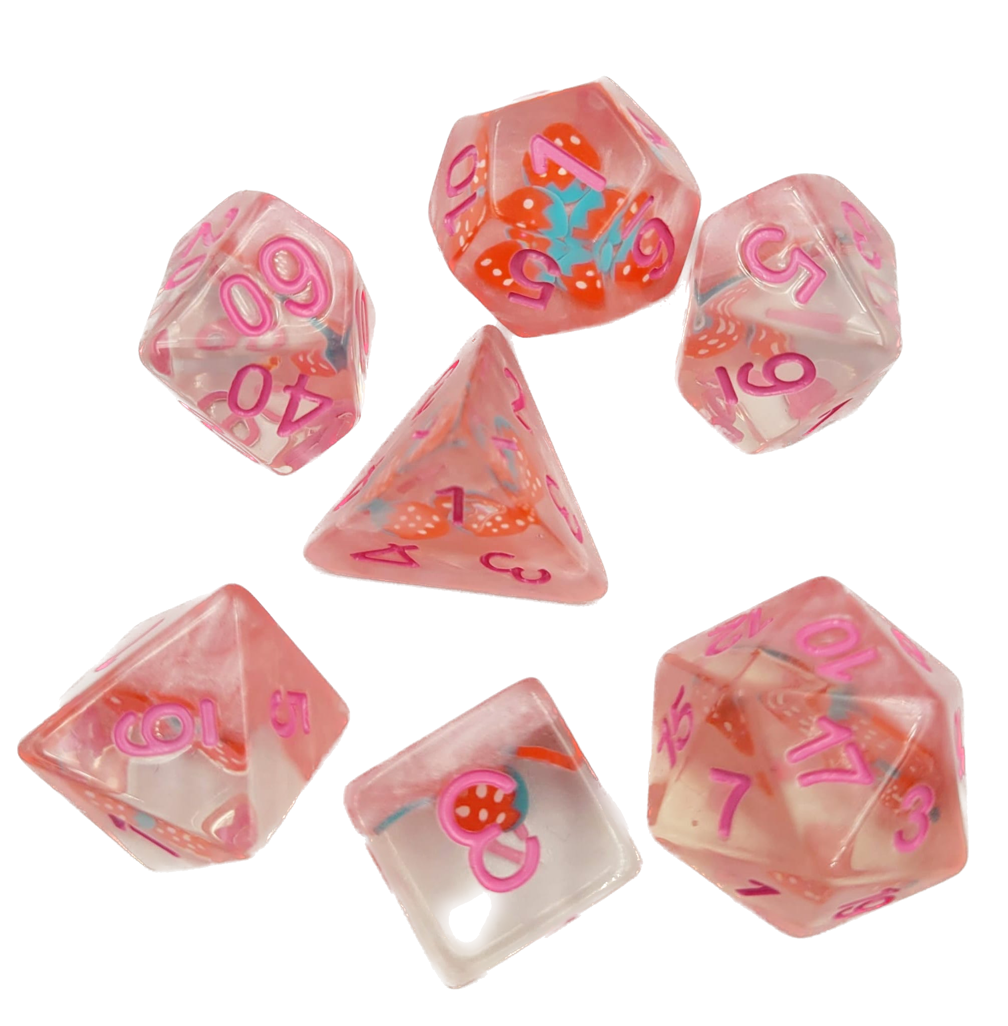 dice4friends-7-teiliges-rpg-w-rfelset-strawberry-w-rfel-transparent image 2