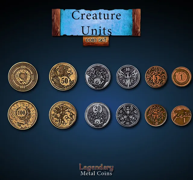 drawlab-legendary-metal-coins-creature-units-metallm-nzen-24-stk image 1
