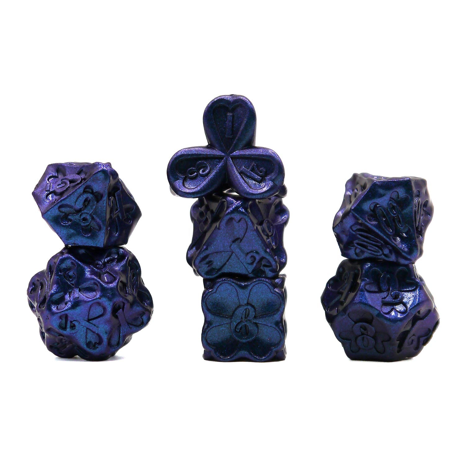 dice4friends-rpg-metall-w-rfelset-7-teilig-clover-blue-kleeblatt image 1