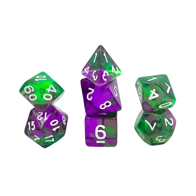 dice4friends-transparent-w-rfelset-violet-evergreen-lila-gr-n-7-tlg image 1