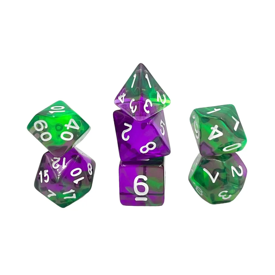 dice4friends-transparent-w-rfelset-violet-evergreen-lila-gr-n-7-tlg image 1