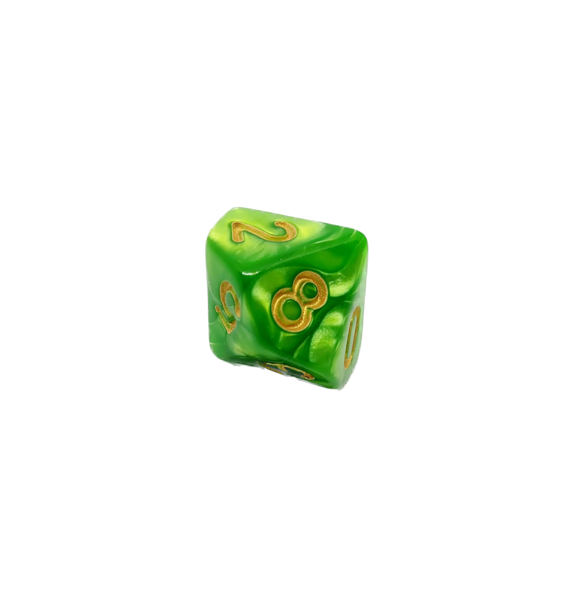 dice4friends-einzelw-rfel-d10-gr-n-gold-0-9-pearl image 2