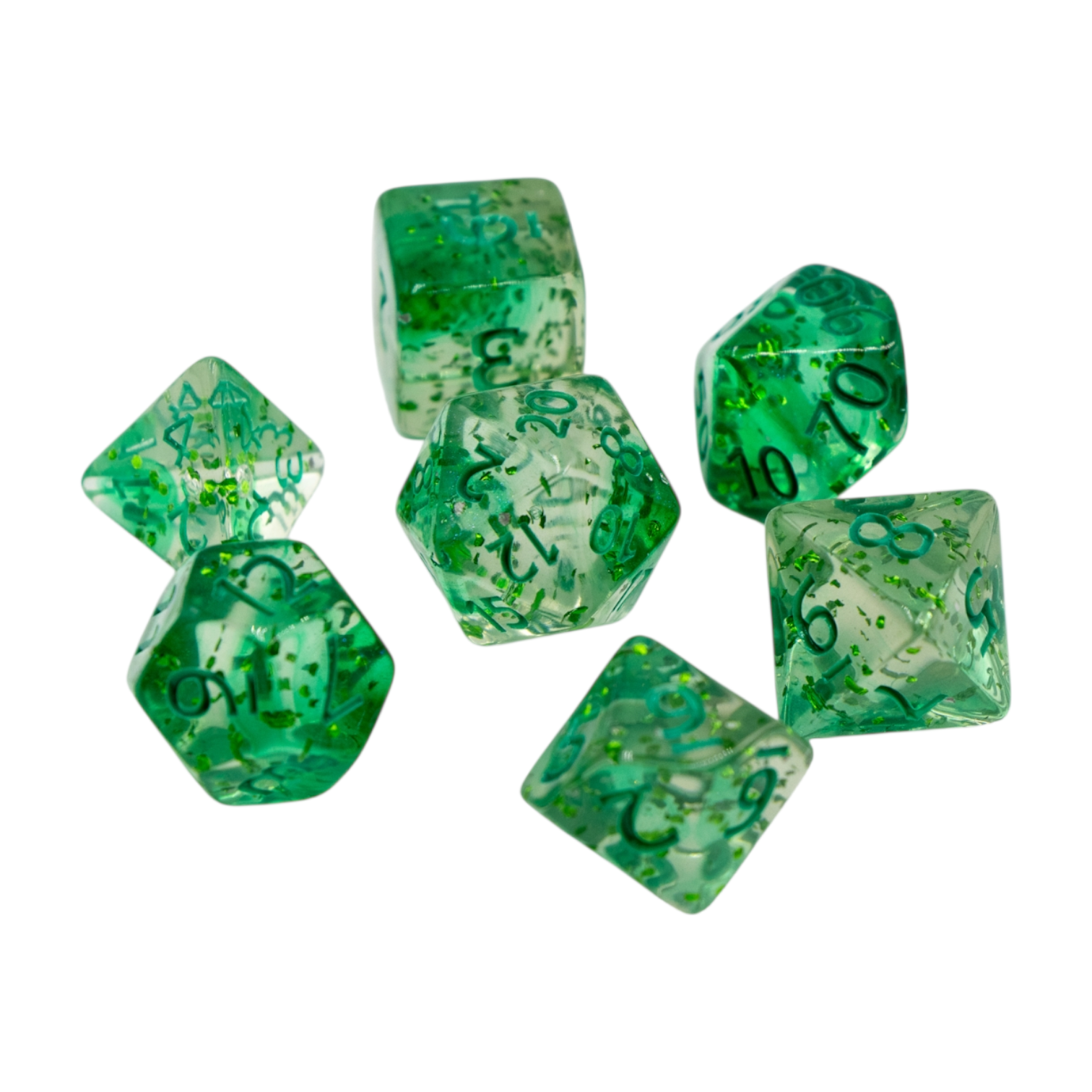 dice4friends-confetti-w-rfelset-green-sulfer-7-teilig-transparent image 2