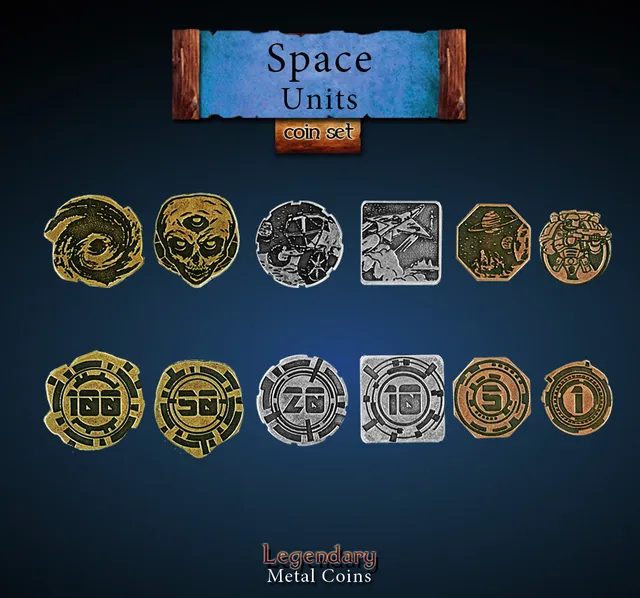 drawlab-legendary-metal-coins-space-units-metallm-nzen-24er-set-sci-fi image 1