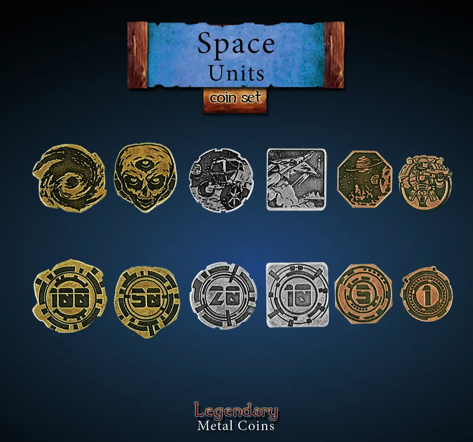 drawlab-legendary-metal-coins-space-units-metallm-nzen-24er-set-sci-fi image 1