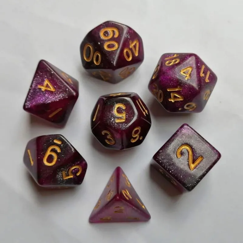 drawlab-rpg-dice-sets-w-rfelset-rhodonite-pink-7-teilig image 1
