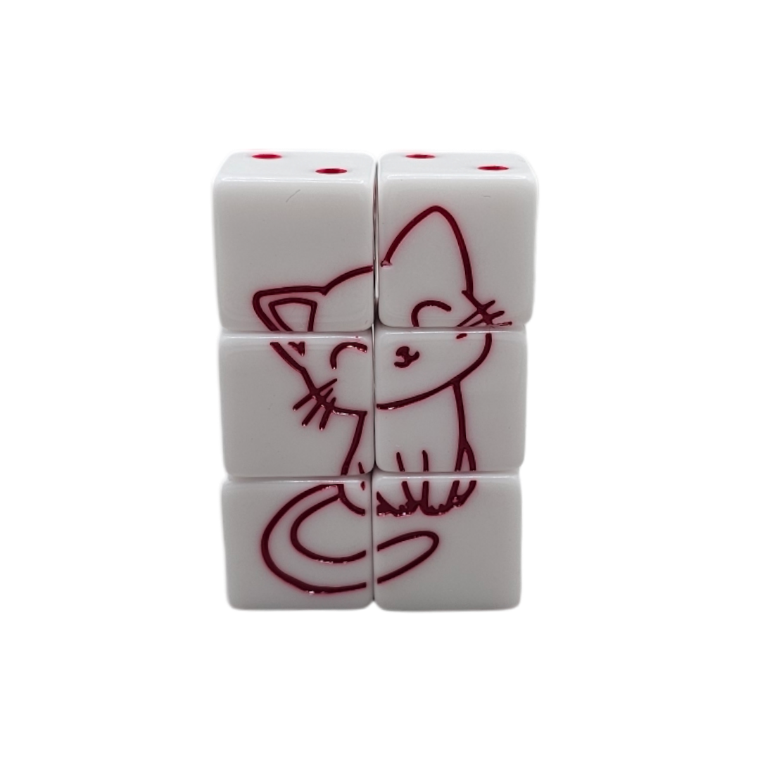 dice4friends-puzzle-cat-white-d6-w-rfelset-6x-16mm image 1
