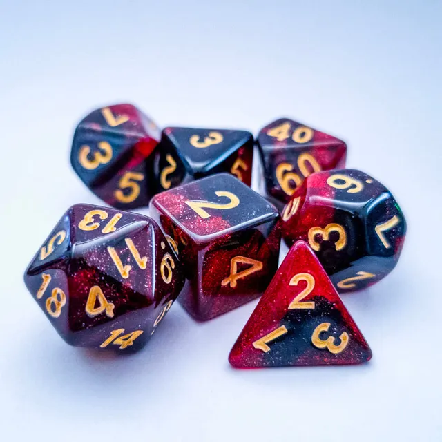 drawlab-rpg-dice-sets-red-black-sparkle-w-rfelset-7-teilig image 1