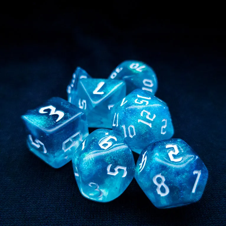 drawlab-rpg-dice-sets-ocean-arctic-blue-marble-w-rfelset-7-w-rfel image 1