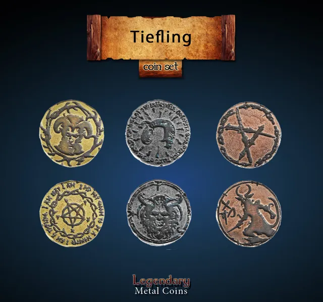 drawlab-legendary-metal-coins-tiefling-metallm-nzen-20er-set image 1